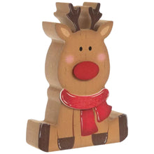 Load image into Gallery viewer, Red Scarf Wood Reindeer