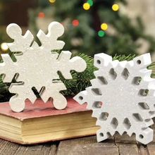 Load image into Gallery viewer, Glitter Wood Snowflakes