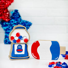Load image into Gallery viewer, Red, White, & Blue Wood Gumball Sitter