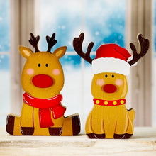 Load image into Gallery viewer, Red Scarf Wood Reindeer