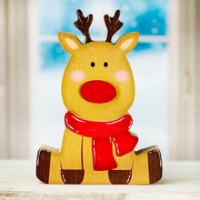 Load image into Gallery viewer, Red Scarf Wood Reindeer