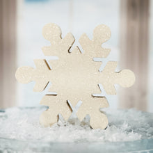 Load image into Gallery viewer, Glitter Wood Snowflakes