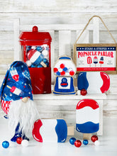 Load image into Gallery viewer, Red, White, & Blue Wood Gumball Sitter