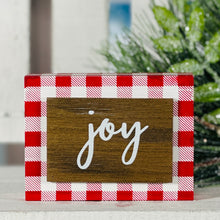 Load image into Gallery viewer, Joy Red Check Block Sign