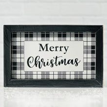 Load image into Gallery viewer, Black & White Plaid Merry Christmas Sign