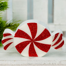 Load image into Gallery viewer, Glitter Peppermint Candy Wood Sitter