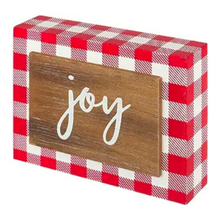 Load image into Gallery viewer, Joy Red Check Block Sign