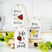 Load image into Gallery viewer, Summer Fruit Wood Tag Decor
