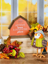 Load image into Gallery viewer, Autumn Leaves &amp; Pumpkins Please Wood Sign
