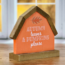 Load image into Gallery viewer, Autumn Leaves &amp; Pumpkins Please Wood Sign
