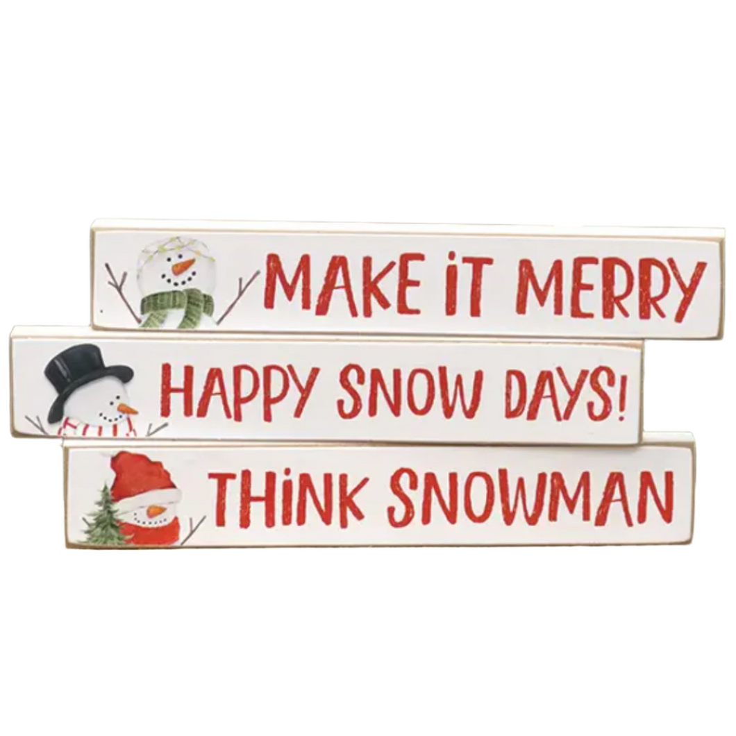 Happy Snow Days Snowman Mini Sticks | Set of 3
