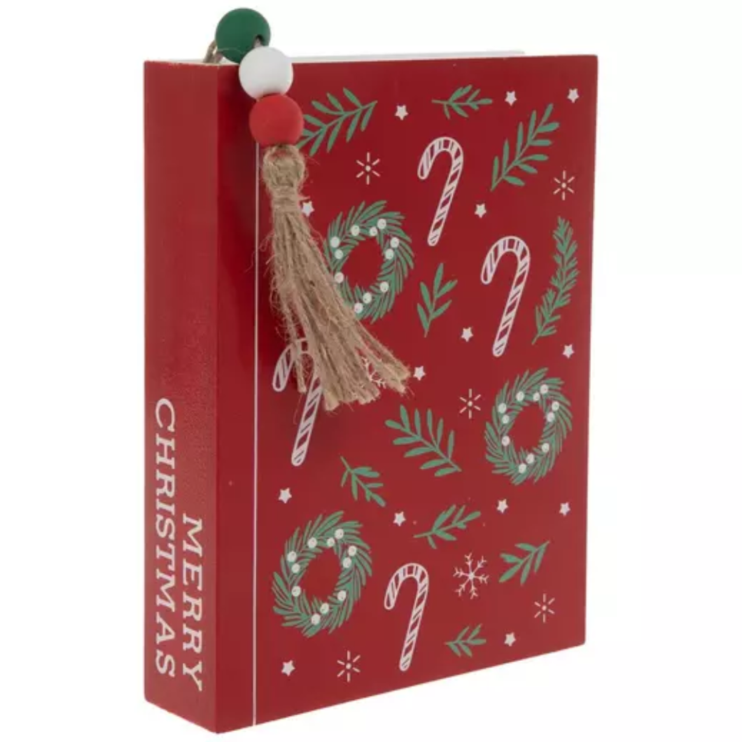 Merry Christmas Wood Faux Book