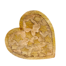 Load image into Gallery viewer, Stars Carved Wood Heart
