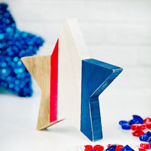 Load image into Gallery viewer, Red, White, Blue Wood Star
