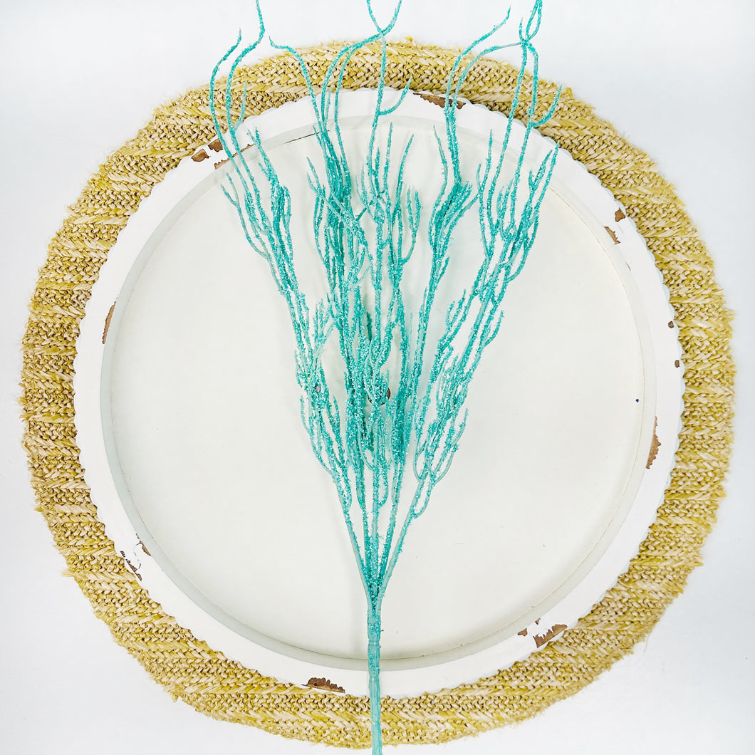 Fuzzy Coral Floral Pick | Aqua