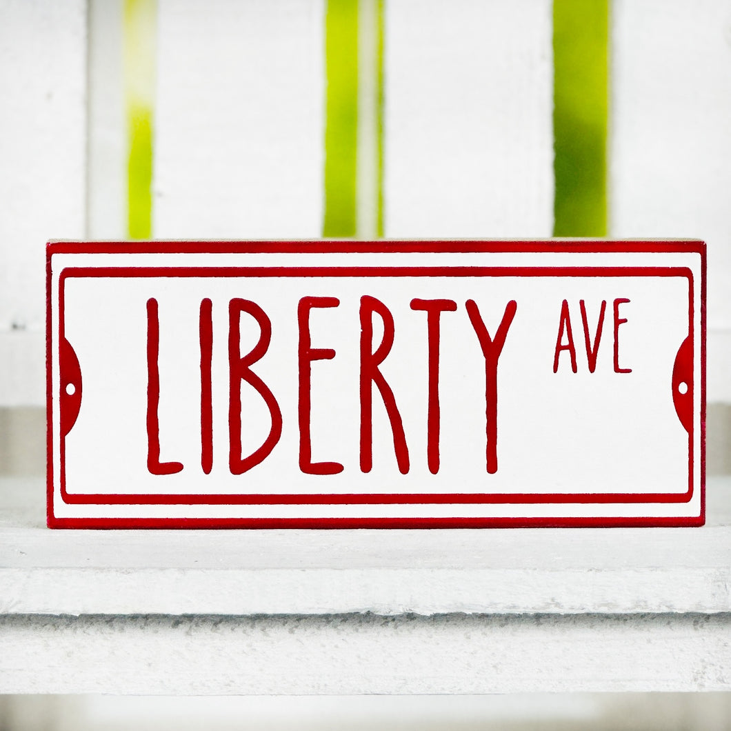 Liberty Ave Block Sign