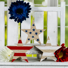 Load image into Gallery viewer, Natural Wood Patriotic Stars / Set of 3
