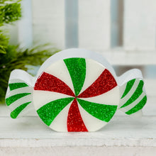 Load image into Gallery viewer, Glitter Peppermint Candy Wood Sitter
