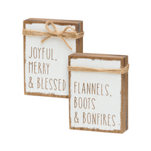 Load image into Gallery viewer, Joyful &amp; Flannels Reversible Fall/Winter Wood Block Sign
