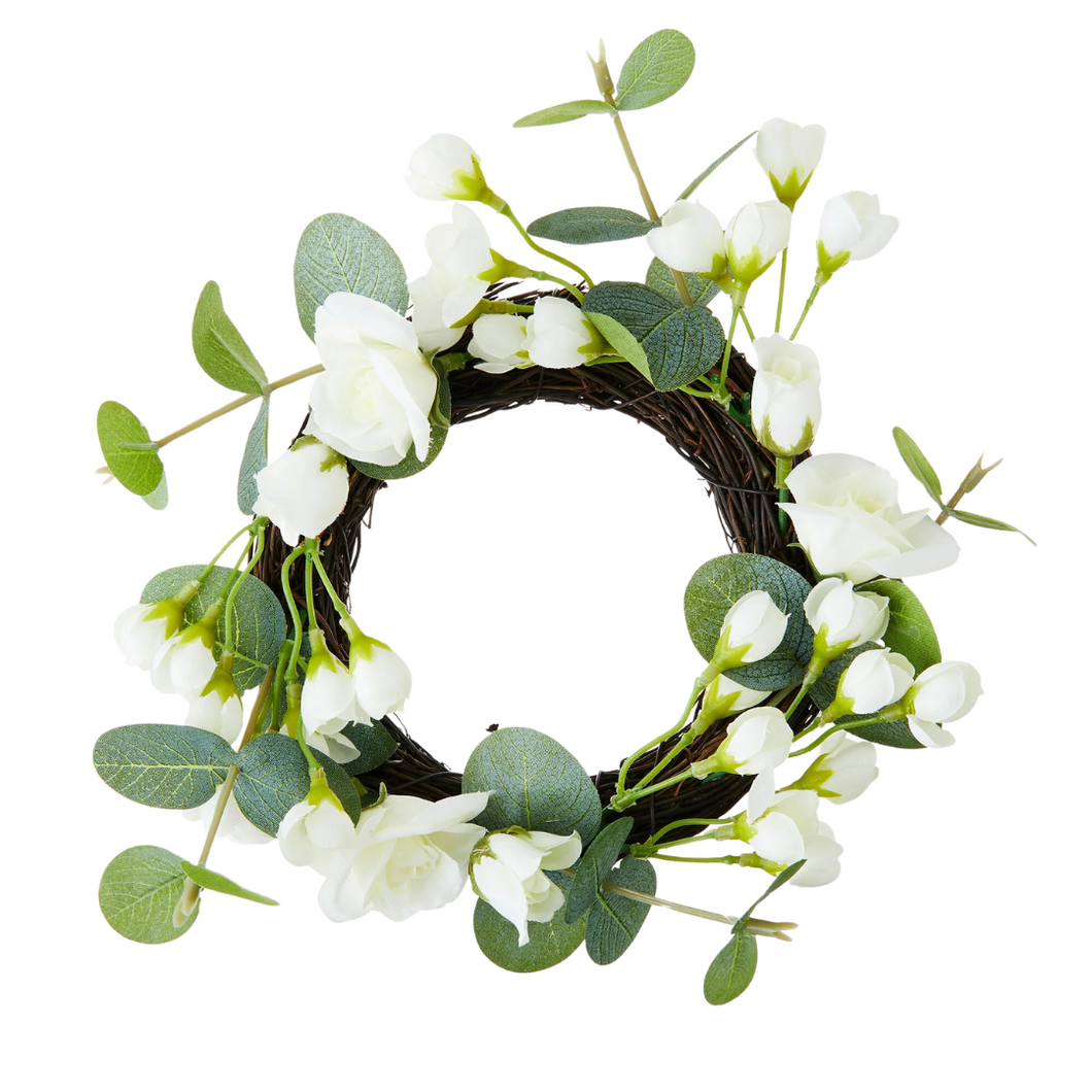 White Rose Grapevine Wreath